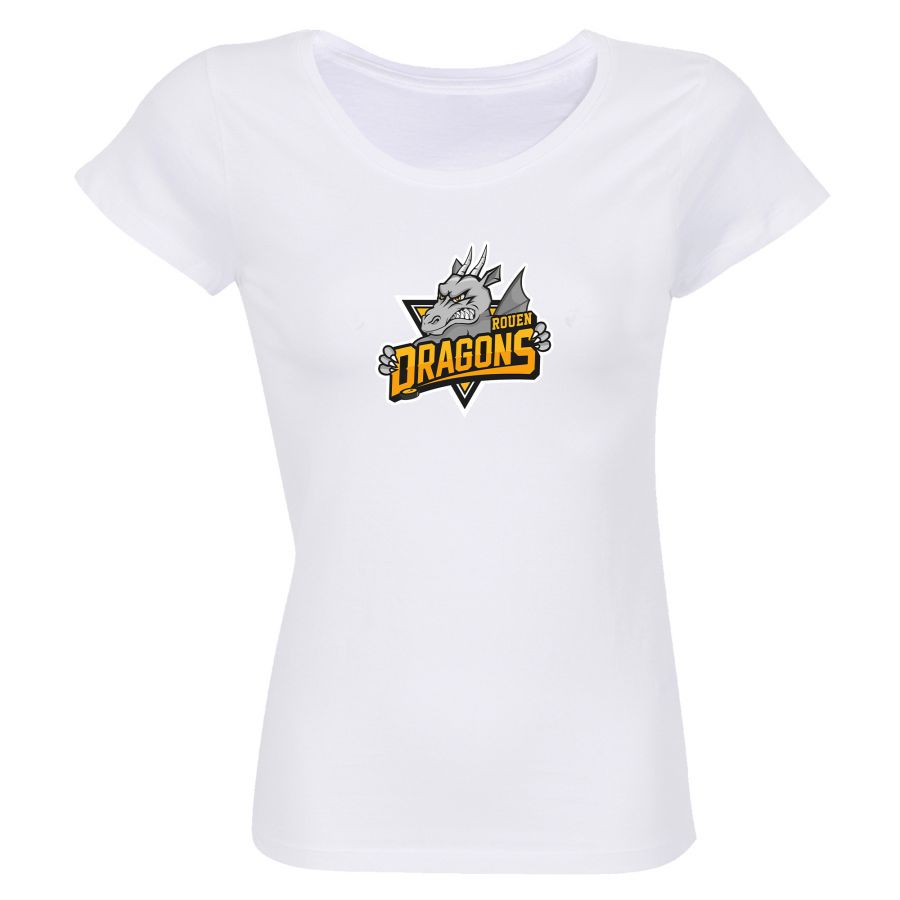 T-shirt Femme Ligue Magnus Blanc Rouen Dragons